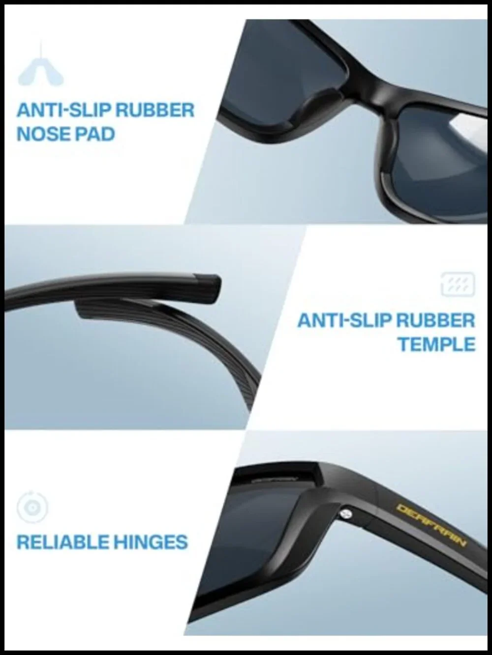 Polarized Sports Sunglasses UV400 Protection TR90 Frame Unbreakable for Fishing